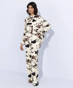 Discount Sapphire Printed Wide-Leg Trousers Multi