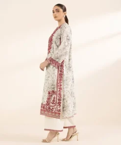 Fashion Sapphire Printed Zari Lawn Shirt Off White