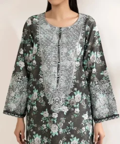 New Sapphire Printed Zari Lawn Shirt Black