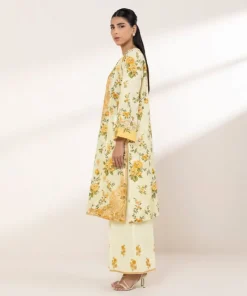 Fashion Sapphire Printed Zari Lawn Shirt Light Yellow