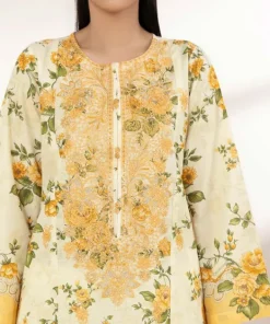 Fashion Sapphire Printed Zari Lawn Shirt Light Yellow