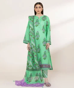 Discount Sapphire Printed Zari Voile Dupatta Green