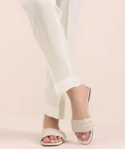 Hot Sapphire Raw Silk Cigarette Pants White