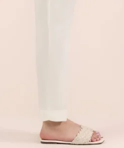 Hot Sapphire Raw Silk Cigarette Pants White
