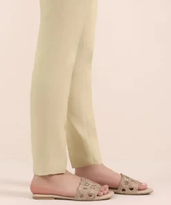 Discount Sapphire Raw Silk Cigarette Pants Beige