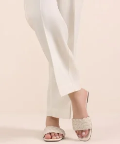 Discount Sapphire Raw Silk Straight Pants Off White