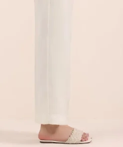 Discount Sapphire Raw Silk Straight Pants Off White