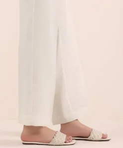 Discount Sapphire Raw Silk Straight Pants Off White