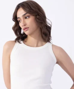 Sale Sapphire Ribbed Vest white