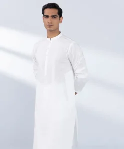 Hot Sapphire Schiffli Embroidered Cotton Suit - Regular Fit White