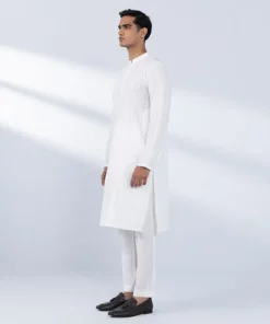 Hot Sapphire Schiffli Embroidered Cotton Suit - Regular Fit White
