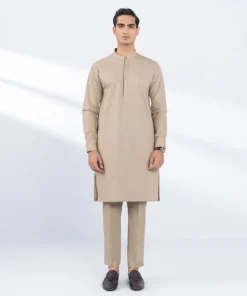 New Sapphire Schiffli Embroidered Cotton Suit - Regular Fit Beige