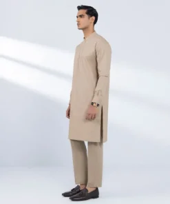 New Sapphire Schiffli Embroidered Cotton Suit - Regular Fit Beige