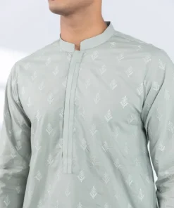 Sale Sapphire Schiffli Embroidered Cotton Suit - Slim Fit Grey