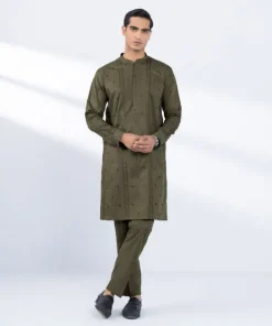 Online Sapphire Schiffli Embroidered Cotton Suit - Regular Fit Green