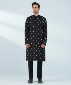 Sale Sapphire Schiffli Embroidered Cotton Suit - Regular Fit Black