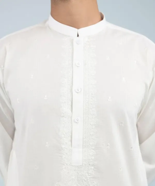 Online Sapphire Schiffli Embroidered Cotton Suit - Regular Fit White
