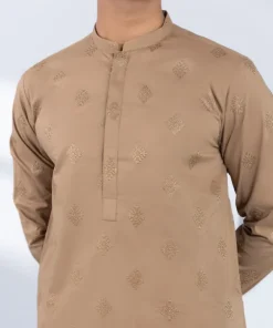 Discount Sapphire Schiffli Embroidered Cotton Kurta - Regular Fit Rust