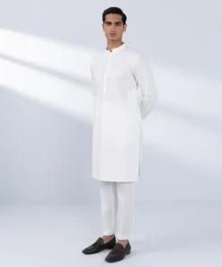 Outlet Sapphire Schiffli Embroidered Cotton Kurta - Regular Fit White