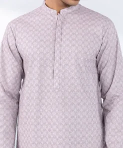 Best Sapphire Schiffli Embroidered Cotton Kurta - Slim Fit Mauve
