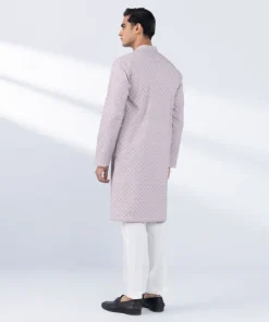 Hot Sapphire Schiffli Embroidered Cotton Kurta - Regular Fit Mauve