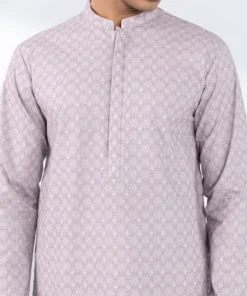 Hot Sapphire Schiffli Embroidered Cotton Kurta - Regular Fit Mauve