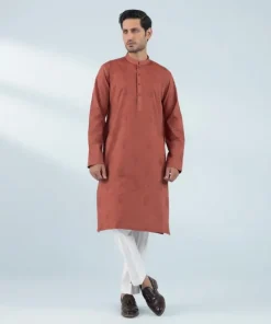 Fashion Sapphire Schiffli Embroidered Cotton Kurta - Regular Fit Rust