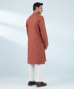 Fashion Sapphire Schiffli Embroidered Cotton Kurta - Regular Fit Rust