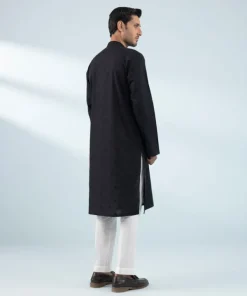 Outlet Sapphire Schiffli Embroidered Cotton Kurta - Regular Fit Black