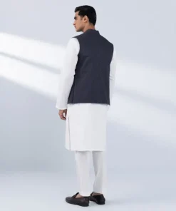 Online Sapphire Schiffli Embroidered Cotton Waistcoat - Regular Fit Charcoal