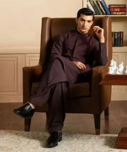 Outlet Sapphire Schiffli Embroidered Cotton Waistcoat - Regular Fit Maroon