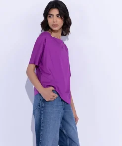 Hot Sapphire Slash Neck Top Magenta