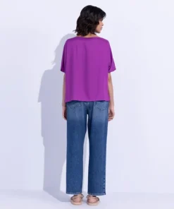 Hot Sapphire Slash Neck Top Magenta