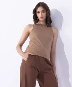Hot Sapphire Sleeveless T-Shirt Camel