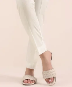 Best Sapphire Solid Cambric Cigarette Pants White