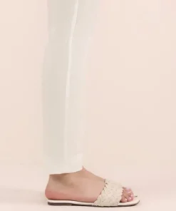 Best Sapphire Solid Cambric Cigarette Pants White