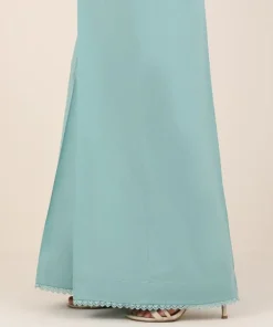 Sale Sapphire Solid Cambric Flared Pants Blue