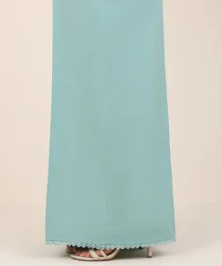 Sale Sapphire Solid Cambric Flared Pants Blue