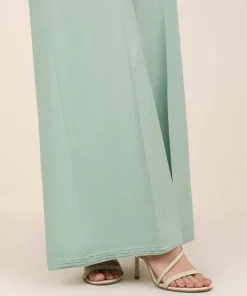 Sale Sapphire Solid Cambric Flared Pants Mint Green