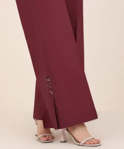 Fashion Sapphire Solid Cambric Flared Pants Maroon