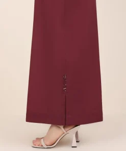 Fashion Sapphire Solid Cambric Flared Pants Maroon