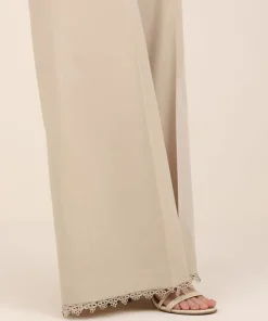 Discount Sapphire Solid Cambric Flared Pants Beige