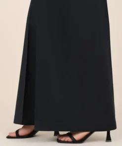 Fashion Sapphire Solid Cambric Flared Pants Black