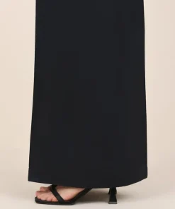 Fashion Sapphire Solid Cambric Flared Pants Black