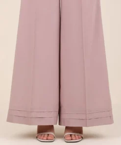 Hot Sapphire Solid Cambric Flared Pants Pink