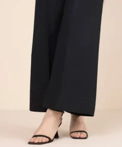 Clearance Sapphire Solid Cambric Flared Pants Black