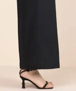 Clearance Sapphire Solid Cambric Flared Pants Black
