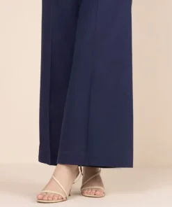 Fashion Sapphire Solid Cambric Flared Pants Blue