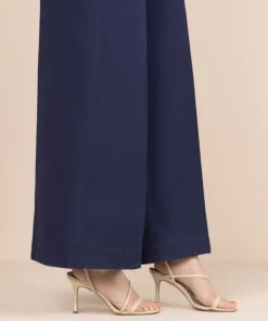 Fashion Sapphire Solid Cambric Flared Pants Blue