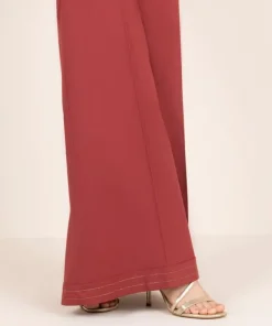 Fashion Sapphire Solid Cambric Flared Pants Maroon